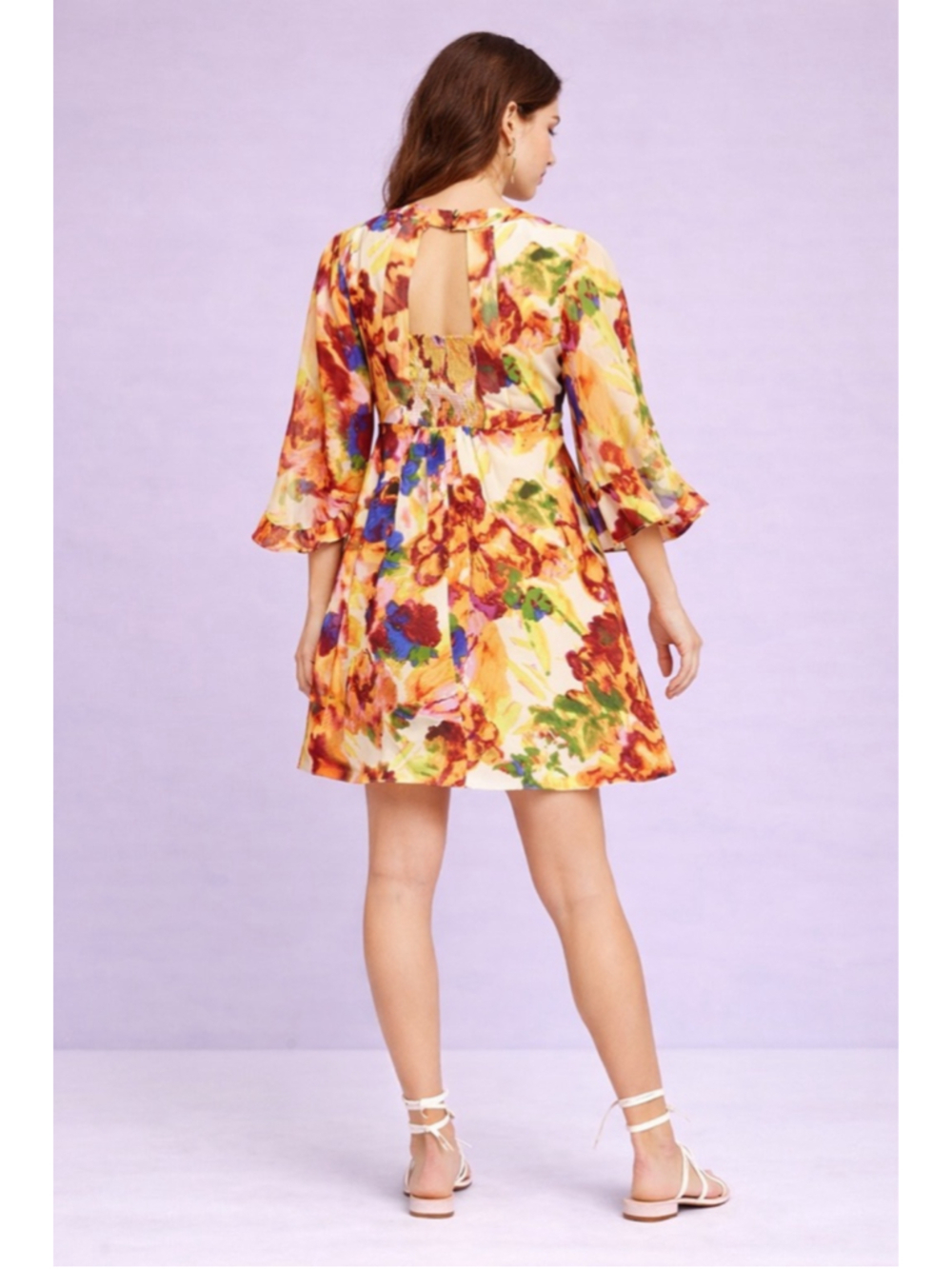 Maeve Anthropologie Silk Floral Wrap Mini Dress Size 2 Boho Vacation - Picture 2 of 8